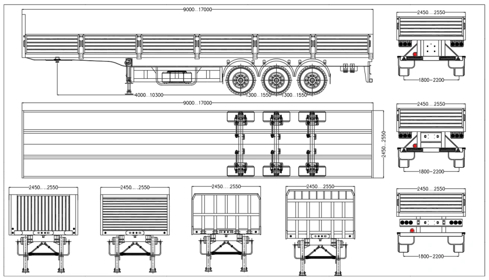 3 оси забора Грузовой полуприцеп