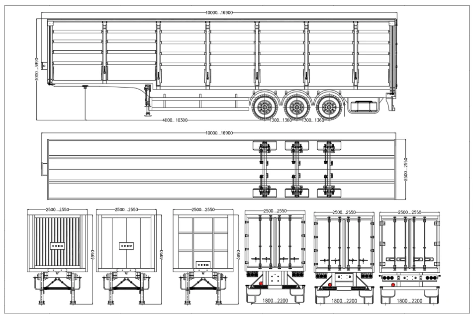 Чертеж прицепа фургона со шторками