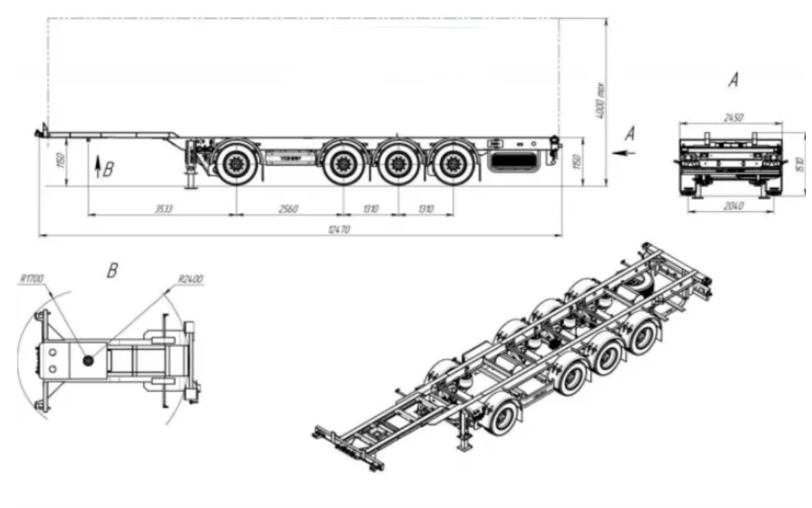 45ft Container Skeleton Trailer