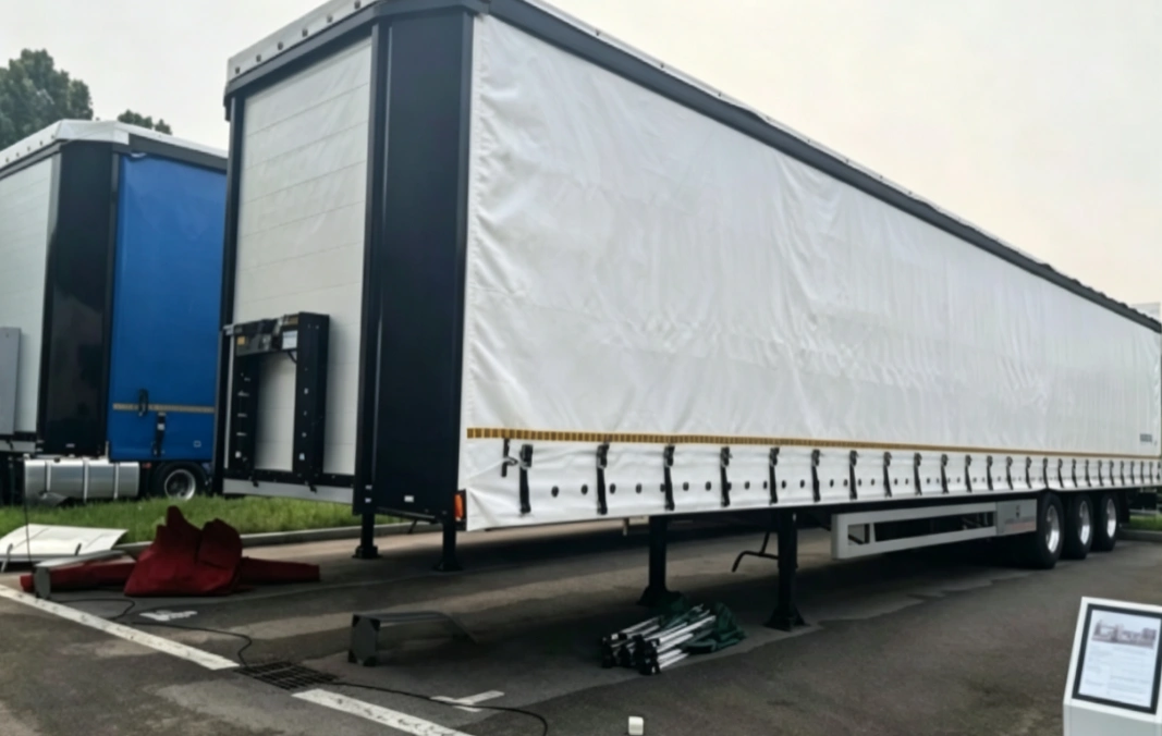 Four Fuyuan 50-ton four-axle curtain semi-trailers were deployed to Mongolia, enabling efficient cross-border freight transport between China and Mongolia Four Fuyuan 50-ton four-axle curtain semi-trailers were deployed to Mongolia, enabling efficient cross-border freight transport between China and Mongolia